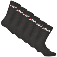 FILA Unisex Socken, 6er Pack - Crew Socks, Frottee, Tennis, Sport (2x 3 Paar) Schwarz 39-42