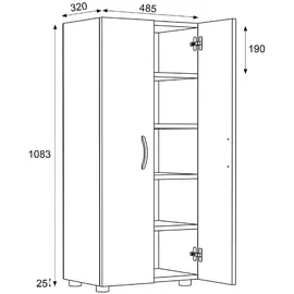 VCM Ulas 49 x 108 x 30 cm anthrazit