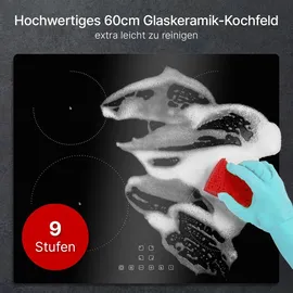 Bomann Bomann® Autarkes Induktionskochfeld mit 4 Kochfelder | Kochfeld Autark m. Touch & Topferkennung | Boosterfunktion | Kochplatte 9 Stufen | Induktionskochplatte 7400W & Kochstoppautomatik | EBK 7942