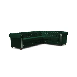 S-Style Chesterfield Cleo Blink ¦ grün ¦ Maße (cm): B: 264 H: 72