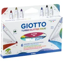 Giotto F426600 Faserschreiberetui 6ST Glitter Maxi Marker, mit Glitzer, 426600