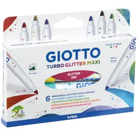 Giotto F426600 Faserschreiberetui 6ST Glitter Maxi Marker, mit Glitzer, 426600