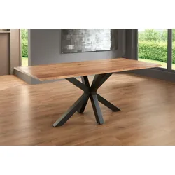 SAM® Esstisch Baumkante massiv Akazie natur 200 x 100 schwarz SPYRO