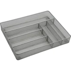 Besteckeinsatz KESPER "Besteckkasten mit 6 Fächern aus Metall", silber (silberfarben), B:37cm H:5,5cm T:31cm, Metall, Schubladeneinsätze, Organizer mit durchdachter Fächeraufteilung