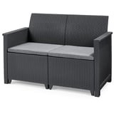 KETER Gartensofa "Emma" 2er Sofa, Poly Rattan Sitzgarnitur Loungesofa