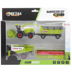 Toi-Toys - Metal World Landwirtschafts-Set - Mähdrescher Set mit Anhänger