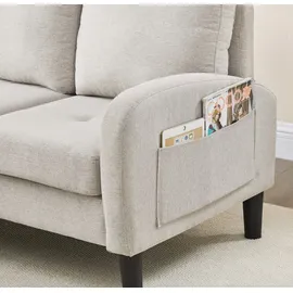 Merax Eckcouch Leinen 3-Sitzer Beige