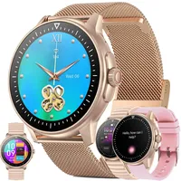 Smartwatch Damen mit Telefonfunktion, 1,39”Touchscreen IP68 Wasserdicht Sportuhr Aktivitätstracker mit Blutdruckmessung, SpO2, 123 Sportmodi, Fitnessuhr Uhr kompatibel mit iOS Android (Gold)