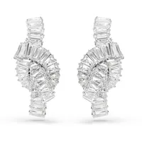 Swarovski Matrix Ohrringe, Baguette-Schliff, Knoten, Weiß, Rhodiniert | OS