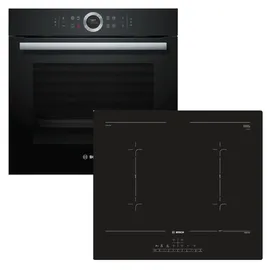 Bosch HERDSET BOSCH Backofen XXL EcoClean + Induktionskochfeld QuickStart rahmenlos autark 60 cm