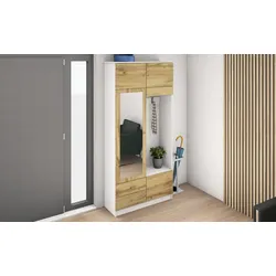 Garderobenschrank BORCHARDT MÖBEL, braun (wotan eiche), B:95cm H:202cm T:36cm, Spanplatte, Schränke, viel Stauraum, Kleiderstange, Spiegel