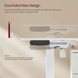 VASAGLE Höhenverstellbarer Schreibtisch elektrisch, 60 x 140 x (72-120) cm