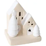 Boltze Dekofigur Haus Aus Stein Mit Led-beleuchtung, 10,5 Cm