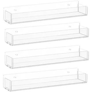 Gathukila Gewürzregal-Organizer, transparentes Acryl, Gewürzregal, Aufbewahrungshalter für Wand, Küche, Speisekammer, Schrank, Tür, 4 Stück