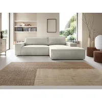 Ecksofa mit Schlaffunktion - Ecke Rechts - Cord - Beige - AMELIA