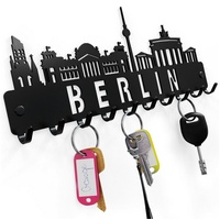 NOGGI - Home Decor Masters Schlüsselleiste Schlüsselbrett "BERLIN", (Schlüsselbrett mit 10 Haken, Wandbefestigung im Set enthalten), Made in EU
