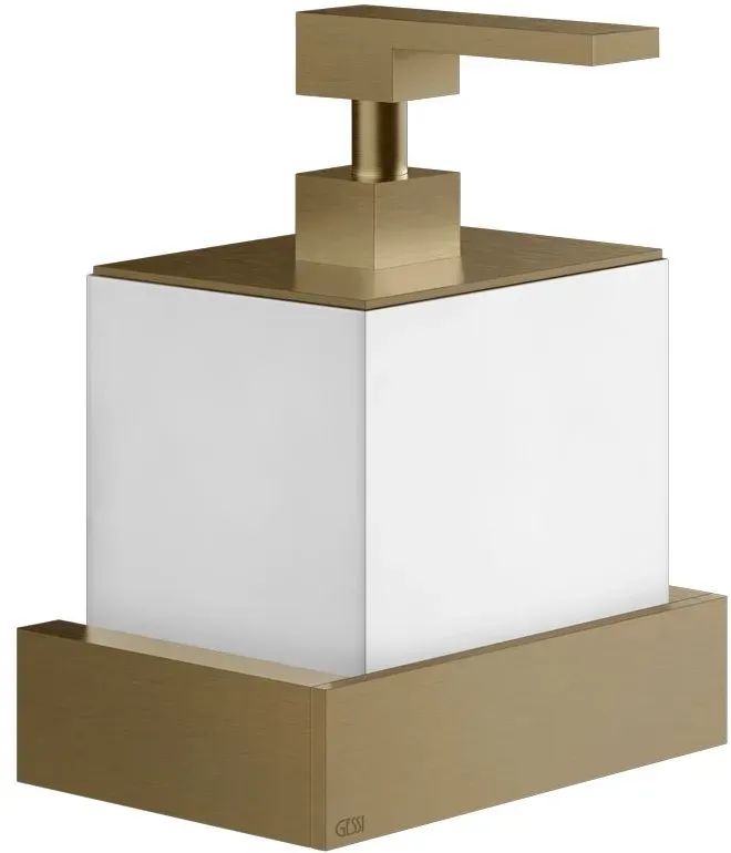 Gessi Rettangolo Wand-Seifenspender Behälter weiß - Deep bronze gebürstet PVD