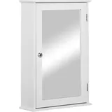 kleankin Badezimmer-Spiegelschrank Wandmontierter Medizinschrank mit Tür und Regalen Weiß
