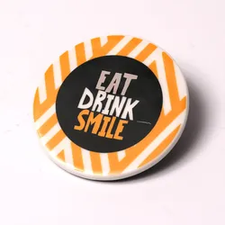Getränkeuntersetzer aus Keramik mit SMILE Aufschrift - Bierdeckel - D: 9cm - run...