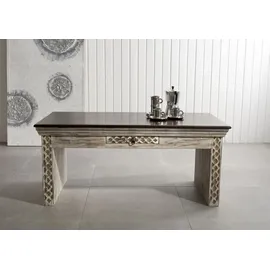 MASSIVMOEBEL24.DE Couchtisch Castle-Antik Weiß Akazie 115 x 60 x 50 cm