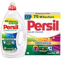 PERSIL-Set Pulver 1x 75 Waschladungen Color & Kraft-Gel 1x 80 Waschladungen Universal, Color- & Vollwaschmittel-Set für reine Wäsche und hygienische Frische für die Maschine