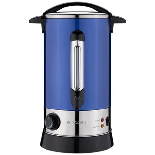 Navaris Glühweinkocher Heißwasserspender aus Edelstahl - 10l - mit Thermostat Füllstandanzeige Zapfhahn - Glühwein Heißgetränkeautomat Blau
