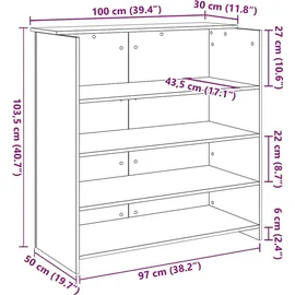 vidaXL Empfangstheke Betongrau 100x50x103,5 cm Holzwerkstoff