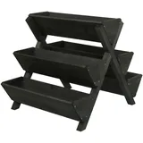Mendler Pflanztreppe HWC-O15, Blumenregal Kräutertreppe Pflanzkübel Hochbeet, 5 Kästen 56x56x70 Outdoor Holz FSC� - anthrazit