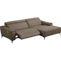 Ecksofa EGOITALIANO "Suzette, Designsofa mit hohem Sitzkomfort" Sofas Gr. B/H/T: 266cm x 95cm x 163cm, Leder BULL, Recamiere rechts, mit Relaxfunktion, grau (taupe) mit Recamiere, inkl. 1 elektronischen Relaxfunktion, L-Form