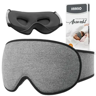 INNELO Schlafmaske für Seitenschläfer, Verbesserte 3D Lichtblockierende, mit Gehörschutz, Ultraweiche und Bequem Augenmaske, Schlafbrille mit klettverschluss für Frauen,Herren