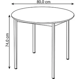 Sodematub Mehrzwecktisch buche, schwarz rund, Vierkantrohr schwarz, 80,0 x 80,0 x 74,0 cm