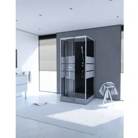 Aurlane Komplettdusche mit Drehtür 90 x 225 cm Schwarz/Grau/Silber Sicherheitsglas