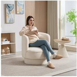Homcom Relaxsessel Polyester 74 x 74 x 74 cm Cremeweiß ergonomisch