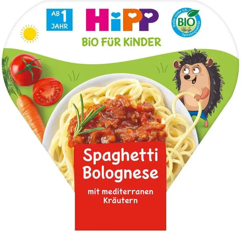 Hipp Kinder Teller Spaghetti Bolognese mit mediterranem Gemüse (ab 1 Jahr) 250 g