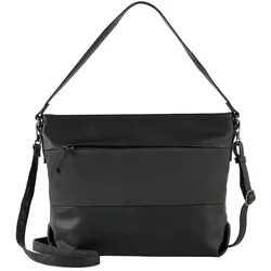 TOM TAILOR Damen TTNICOLINA M Schultertasche mit Material-Mix, schwarz, Uni, Gr. ONESIZE