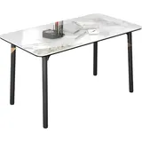 Esstisch Mandino - 4-6 Personen - Marmeroptik - Rechteckig - 140cm - Weiß