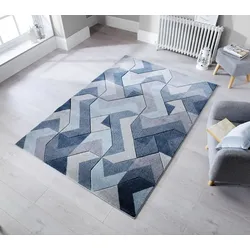 Teppich FLAIR RUGS "AURORA", blau, B:200cm H:11mm L:290cm, Kunstfaser, Teppiche, Handgeschnitzt