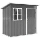 CHICFURN Gerätehaus 2,55m2, 221x133x190/173cm, Stahl-Gartenhaus mit Pultdach, für Garten, BxT: 211x133 cm, (Packung, 1 St., Gartenschrank für Hinterhof), abschließbarer Tür & Fenster – als Fahrradgarage & Gartenschrank grau