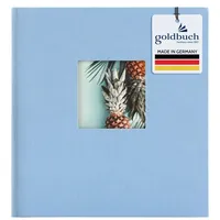 Goldbuch 27 949 Bella Vista Fotoalbum mit Bildausschnitt Himmelblau, Erinnerungsalbum im Format 30 x 31 cm, Foto Album 60 schwarze Seiten mit Pergamin-Trennblättern, Fotobuch mit Leineneinband, Blau