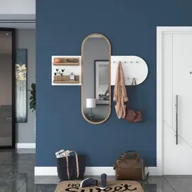 Asir Wandspiegel RANI 125x120 cm weiß/braun - Weiß/Braun