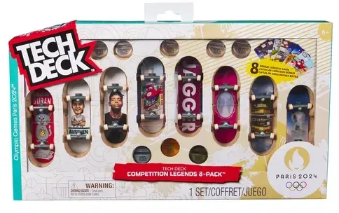 Tech Deck Competition Legends 8-Pack, Set mit 8 authentischen Fingerboards der olympischen Skate-Athleten in Paris 2024