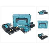 Makita DBO 382 RGJ Akku Schwingschleifer 18 V 93 x 185 mm Brushless + 2x Akku 6,0 Ah + Ladegerät + Makpac