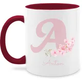 Tasse Tassen 325ml - Anfangsbuchstabe Name - Personalisierte Geschenke mit Anfangsbuchstaben I Geschenkideen mit Namen - 325 ml - Bordeauxrot - buchstabentasse buchstaben buchstabe mug namenstasse