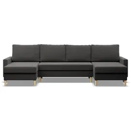 mebligo Eckcouch Textil 4-Sitzer Grau