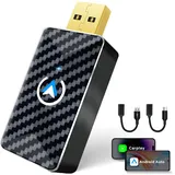 Milfra Wireless Android Auto & CarPlay Adapter, 2-in-1 Stick für Schnelles Upgrade von Kabelgebunden auf Kabellos, 5GHz WiFi, Plug and Play, USB C/A, Mini & Stabil