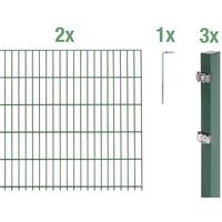 GAH ALBERTS Doppelstabmattenzaun Set 200 x 80 cm 6-tlg. grün