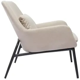 miliboo Design-Sessel im beigen Samtdesign mit schwarzem Metall MAXINE