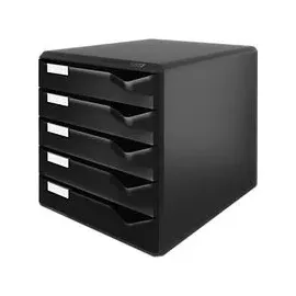 Leitz Schubladenbox Post-Set schwarz 52930095, DIN A4 mit 5 Schubladen, 1 St.