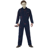 Smiffys Kostüm Michael Myers blutverschmiert, Original lizenziertes Kostüm aus 'Halloween - H20' blau L