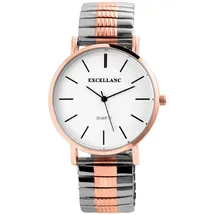 Excellanc Analog Herrenuhr Armbanduhr Edelstahl Zugband bicolor Quartzwerk